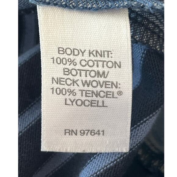 J.Jill Womens M Blue Striped Pullover Shift Pockets Chambray Collar/finish - Picture 6 of 7